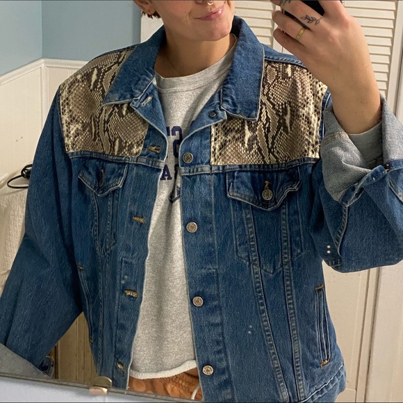 Vintage Snakeskin Denim Jacket 